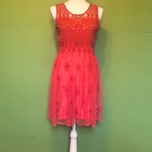Free People salmon lace dress and shell